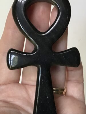 Black & Gold Obsidian Crystal Ankh