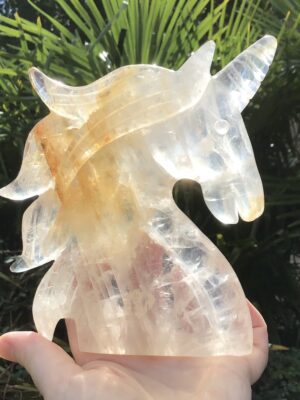 Extra Large Clear Quartz Golden Healer Crystal Unicorn