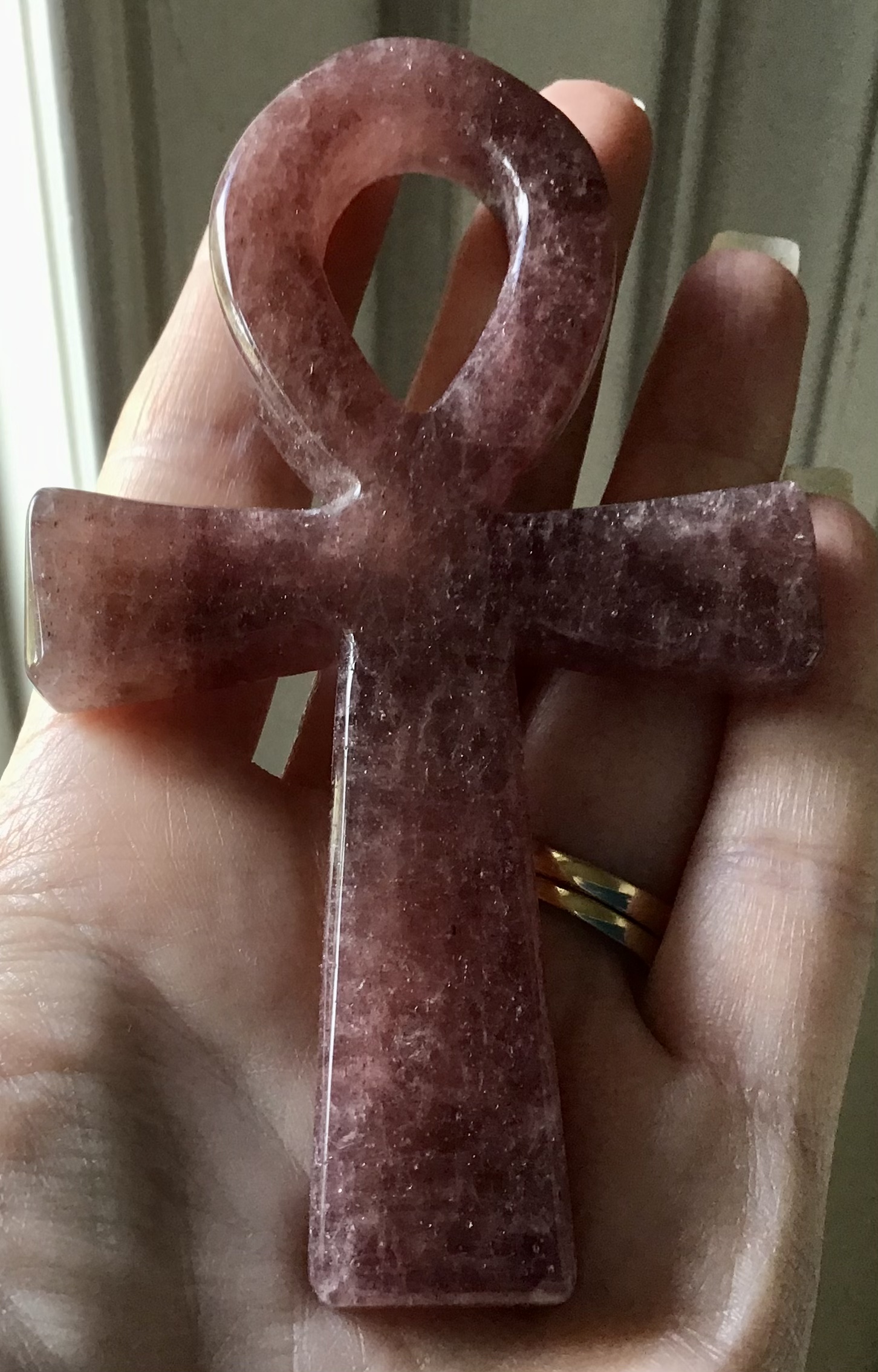 Strawberry Quartz Crystal Ankh - Image 4