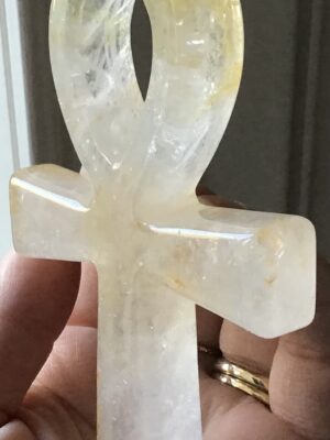 Clear Quartz Golden Healer Crystal Ankh