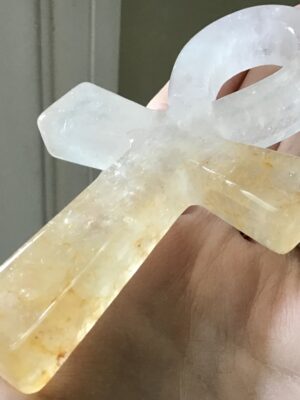 Clear Quartz Golden Healer Crystal Ankh