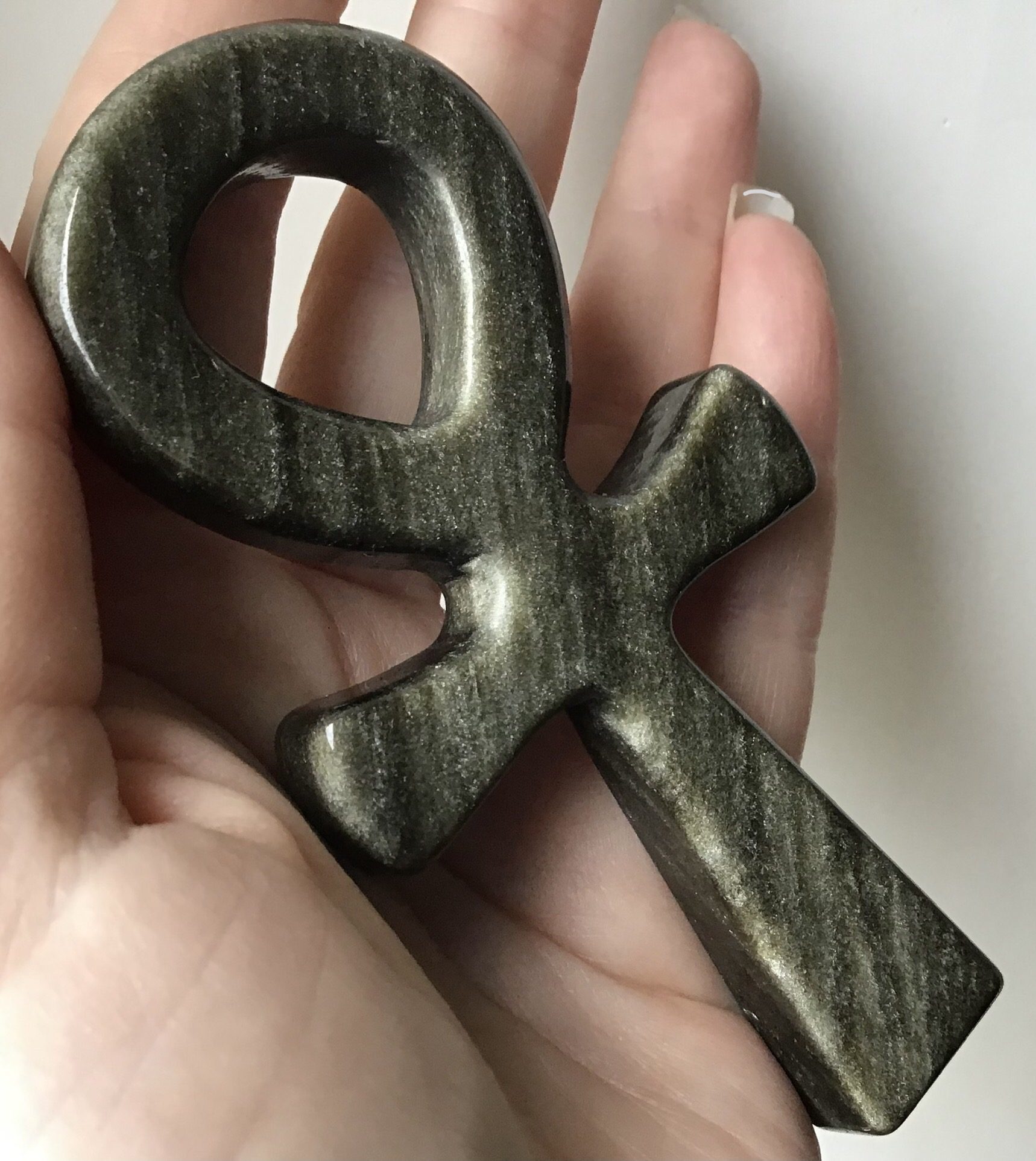 Black & Gold Obsidian Crystal Ankh - Image 2