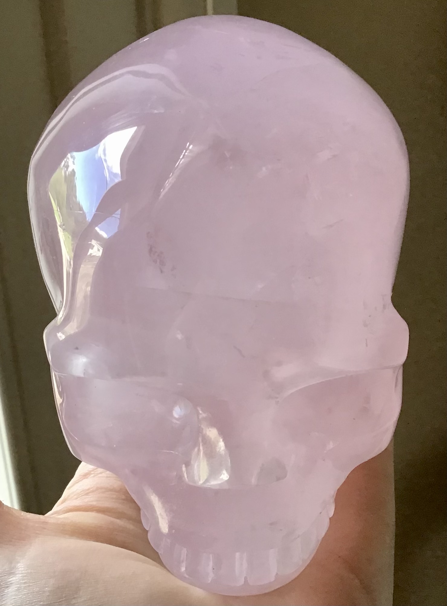 Large Rose Quartz Crystal Skull - Image 3