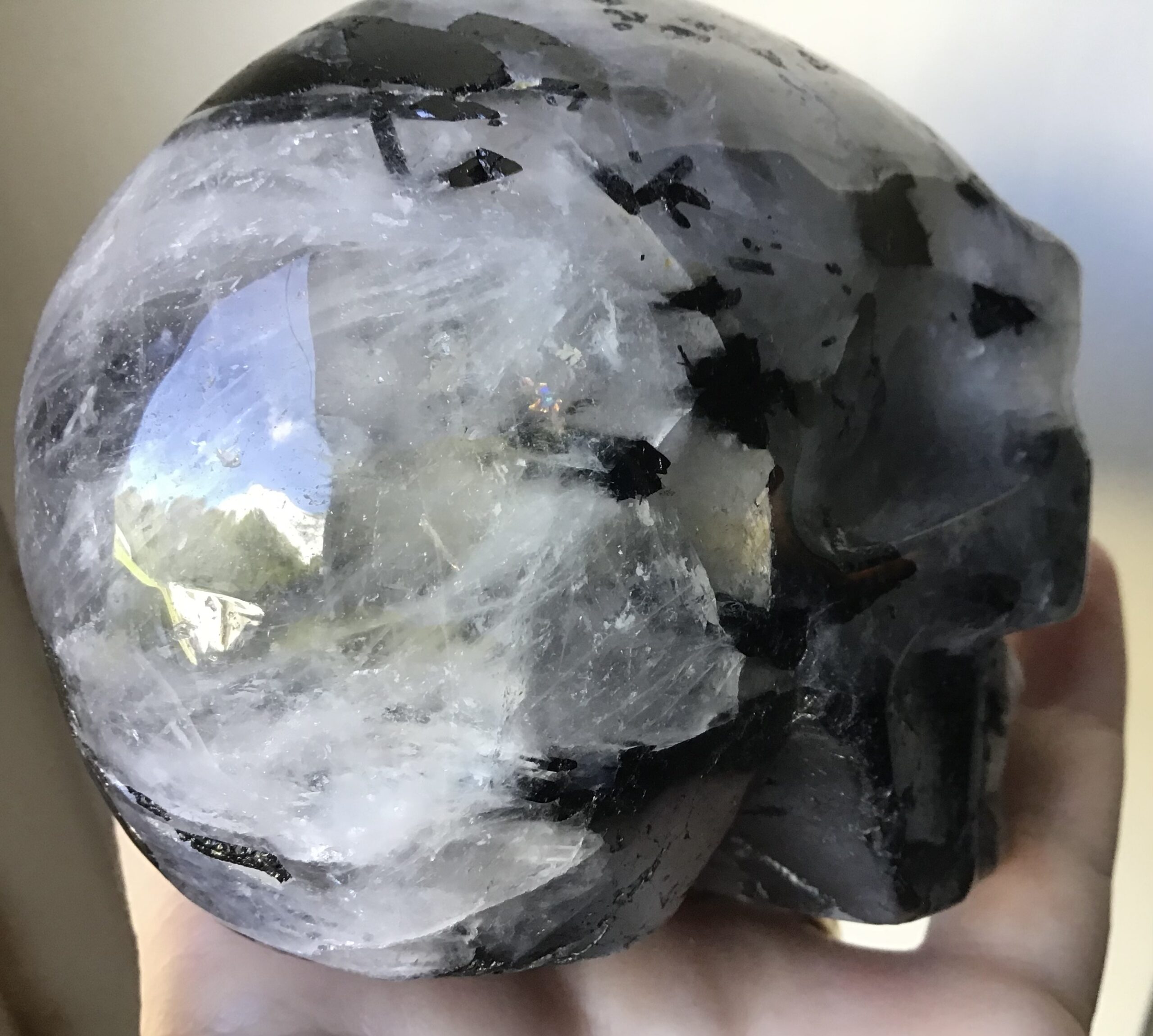 Black Tourmaline Quartz Crystal Skull - Image 6