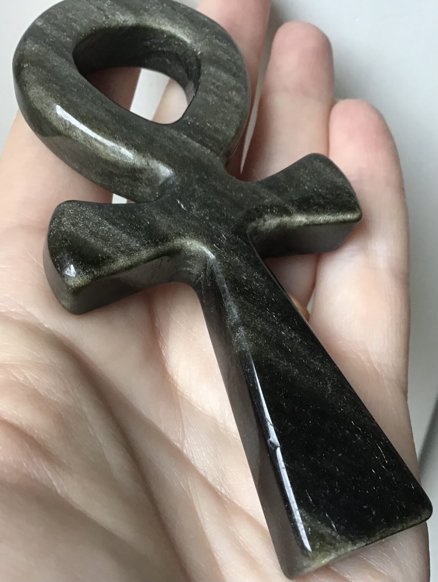 Black & Gold Obsidian Crystal Ankh - Image 3
