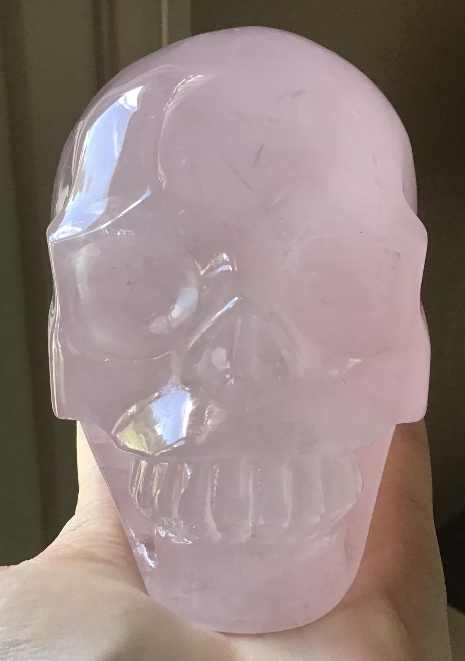 Large Rose Quartz Crystal Skull - Image 2