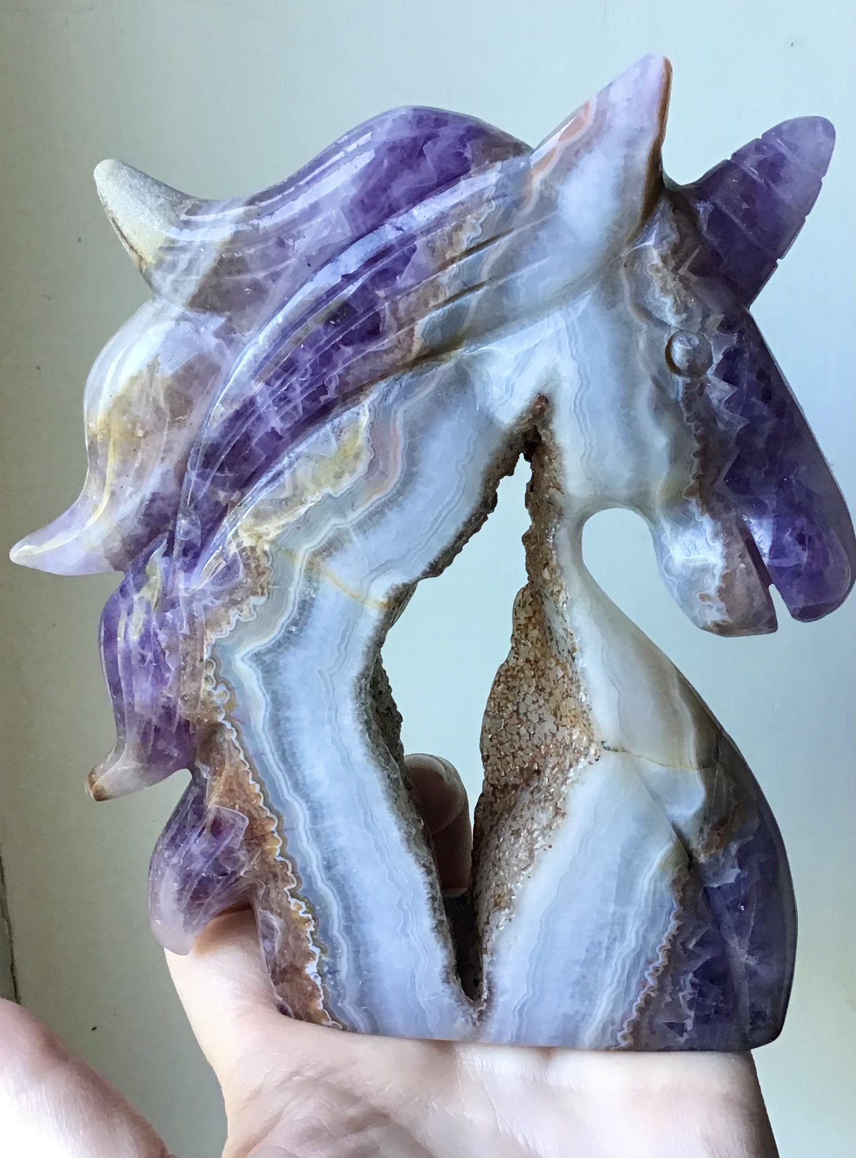 Large Amethyst Agate Geode Crystal Unicorn - Image 3