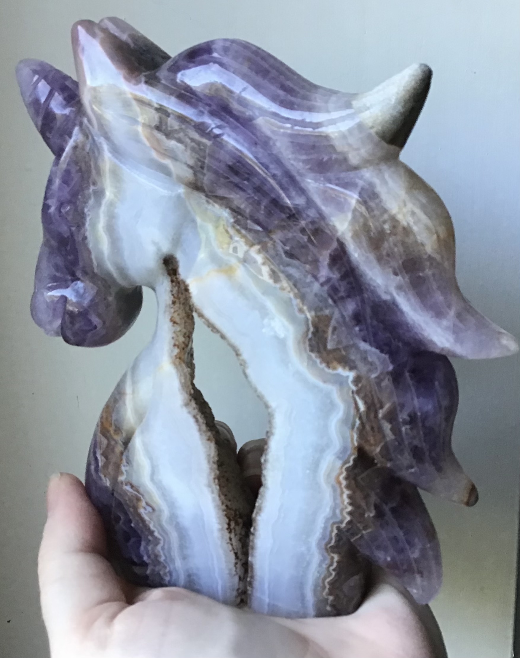 Large Amethyst Agate Geode Crystal Unicorn - Image 9