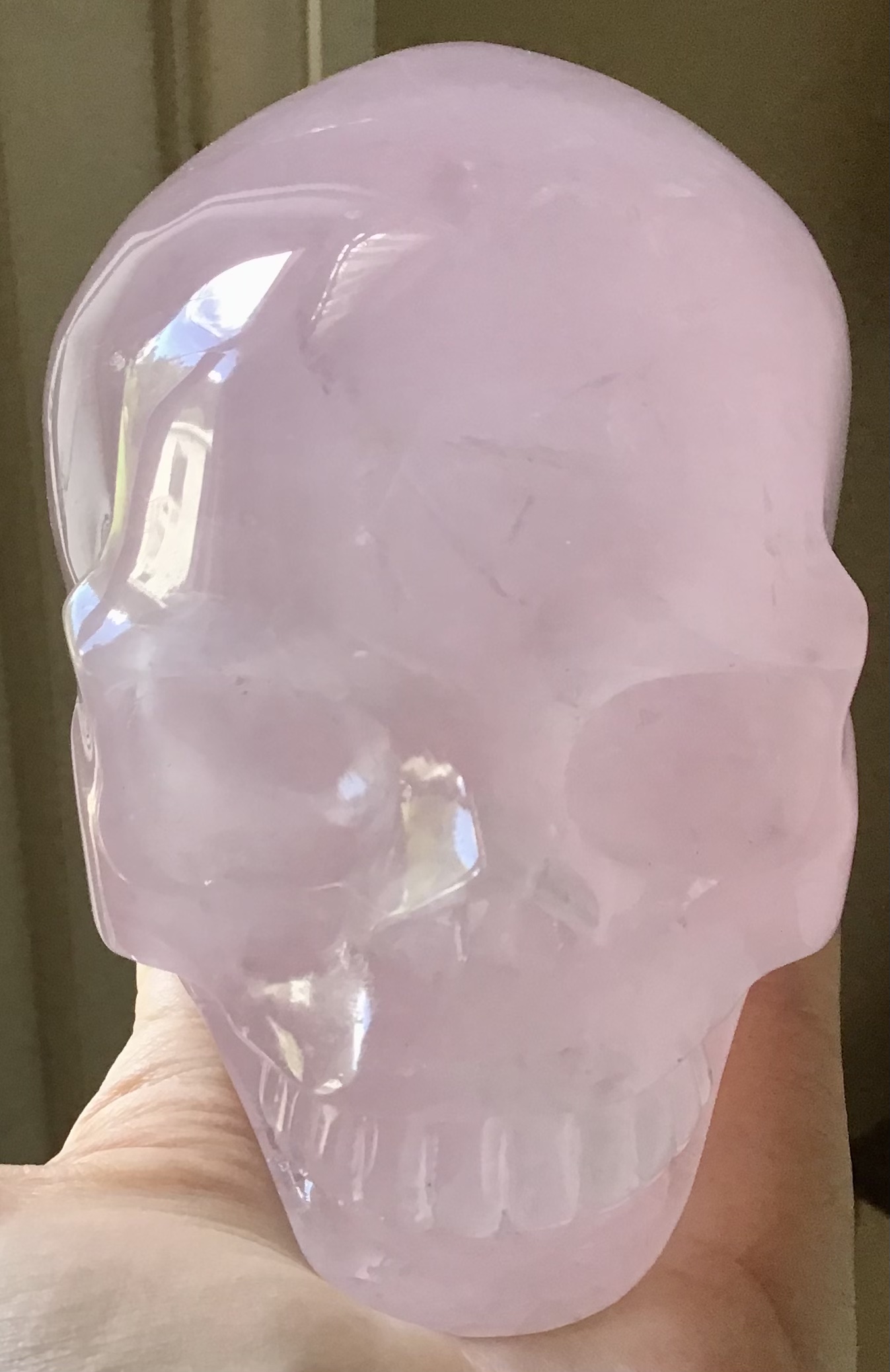 Large Rose Quartz Crystal Skull - Image 4