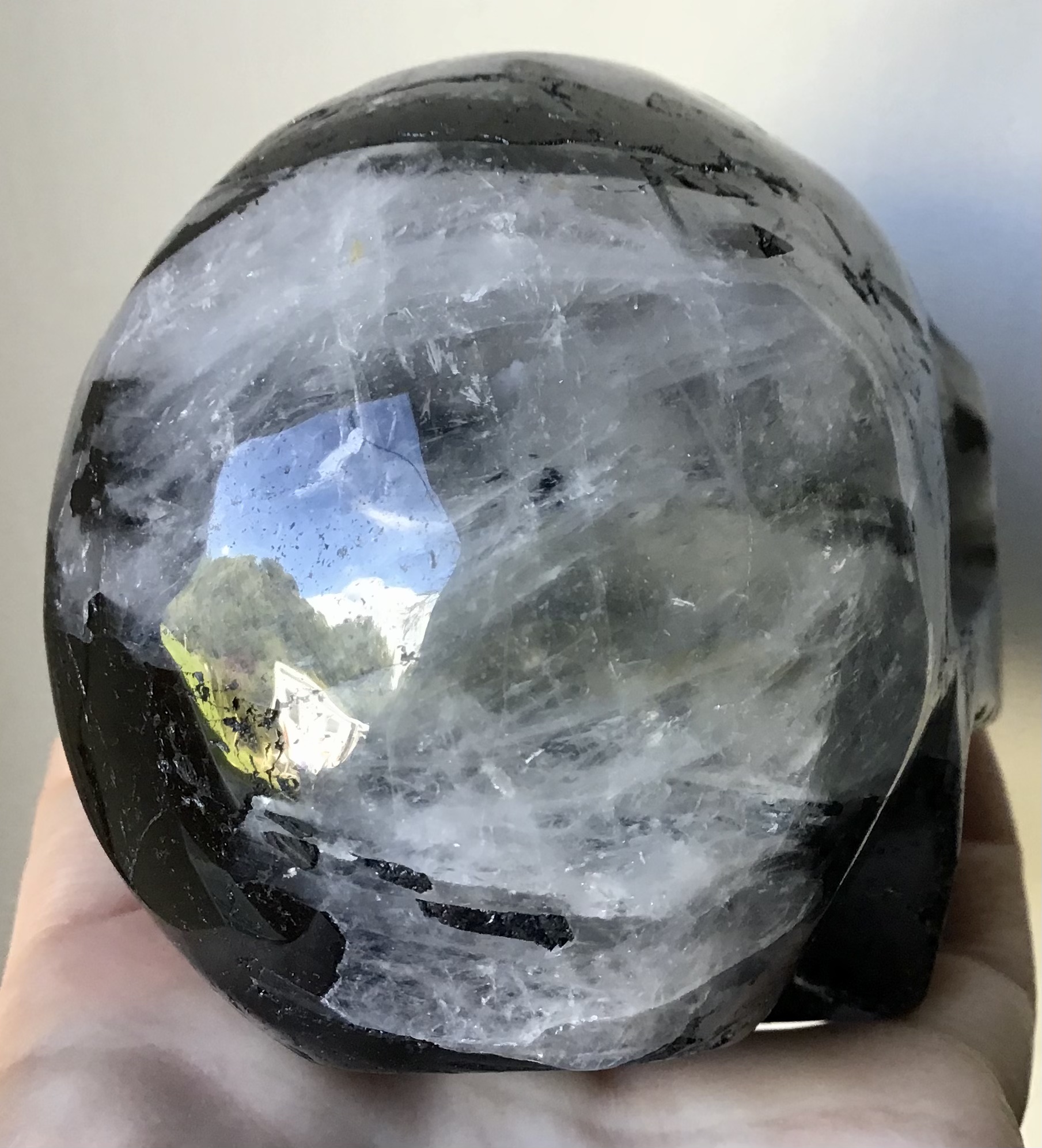 Black Tourmaline Quartz Crystal Skull - Image 7