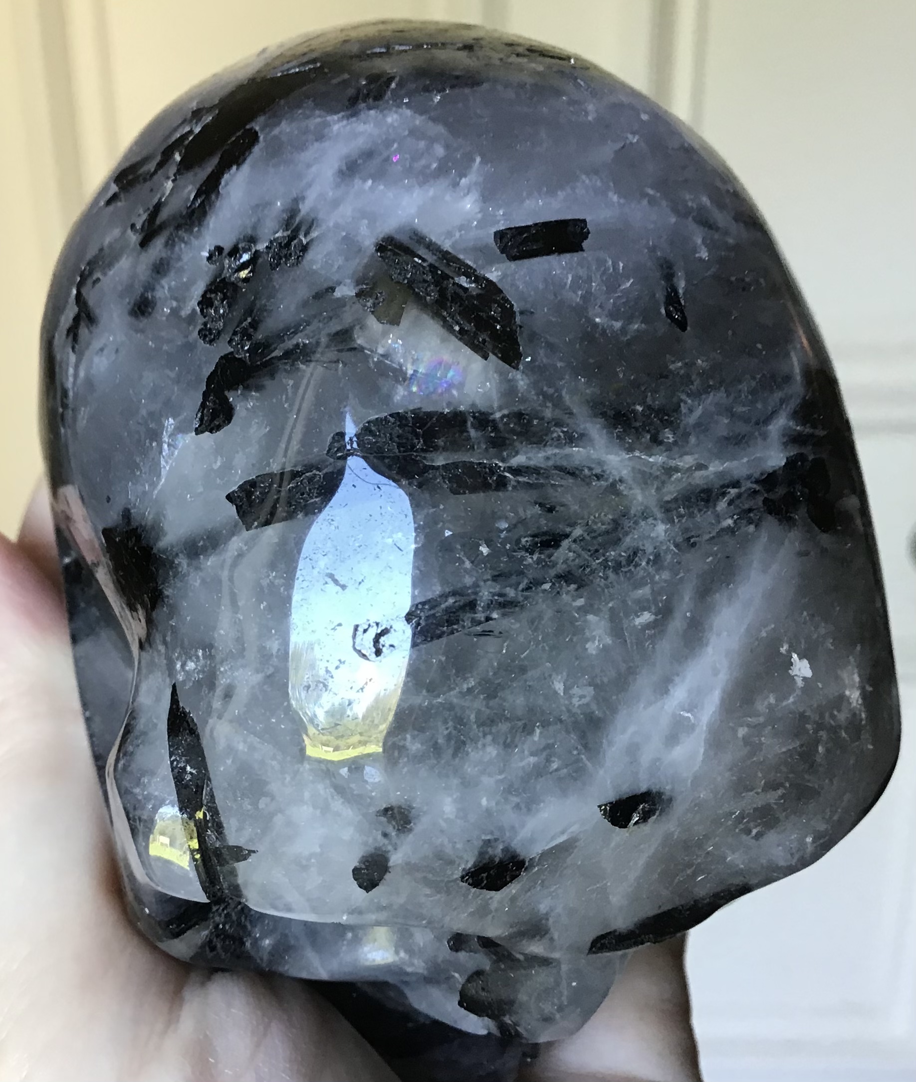 Black Tourmaline Quartz Crystal Skull - Image 5