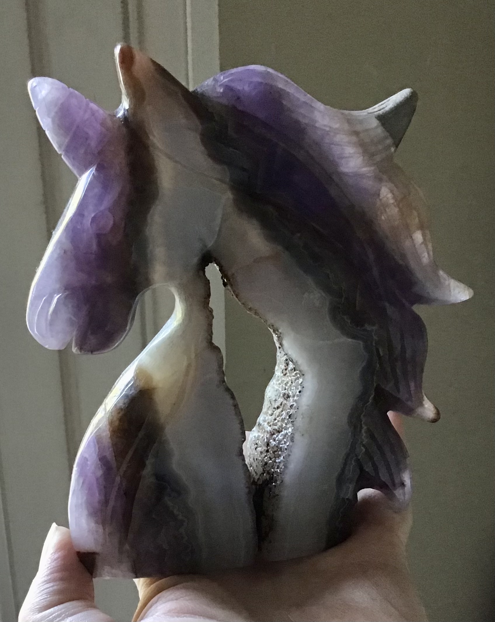 Large Amethyst Agate Geode Crystal Unicorn - Image 2