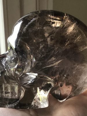 Clear Smoky Quartz Crystal Skull