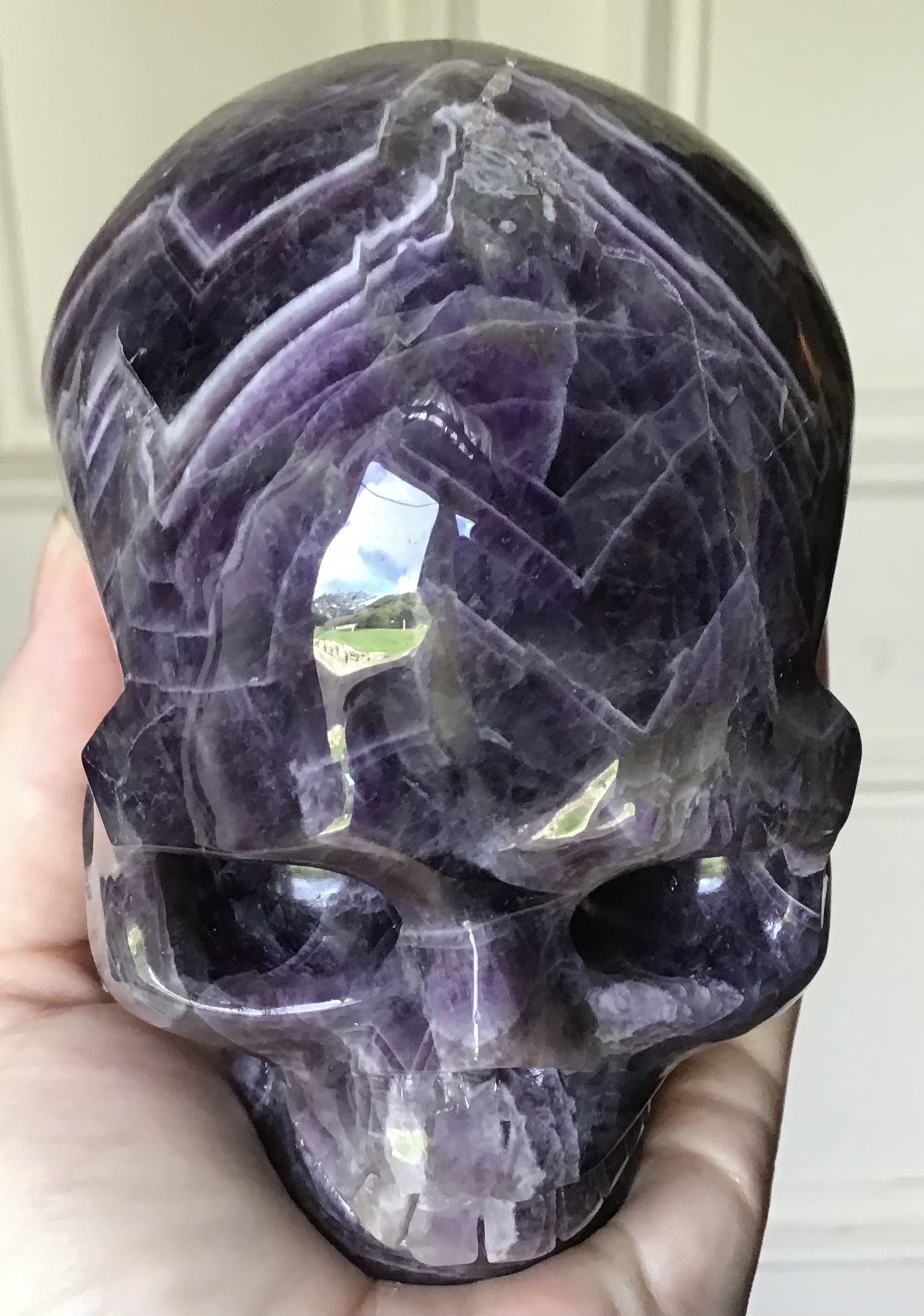Dream Chevron Amethyst Crystal Skull - Image 4