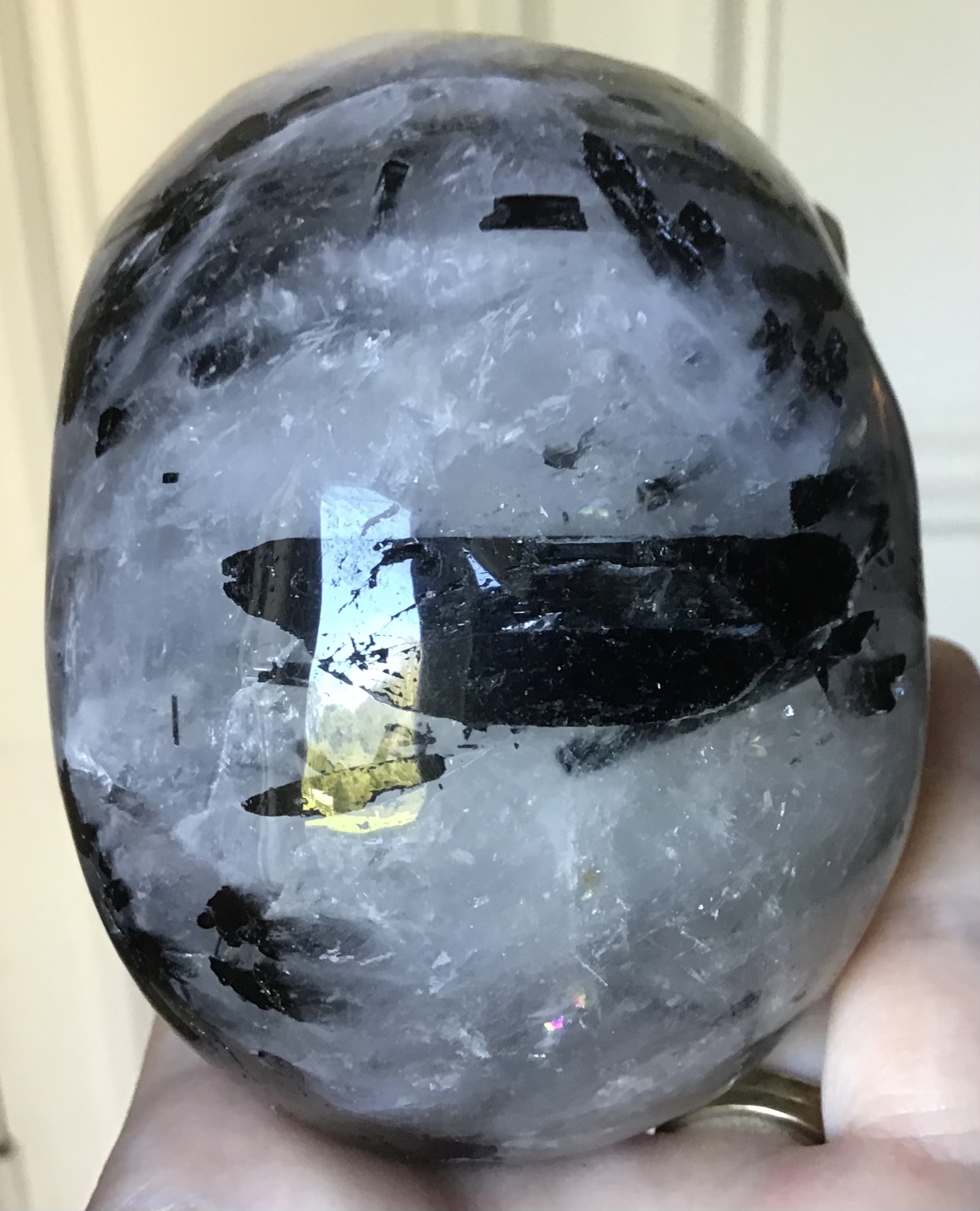 Black Tourmaline Quartz Crystal Skull - Image 3