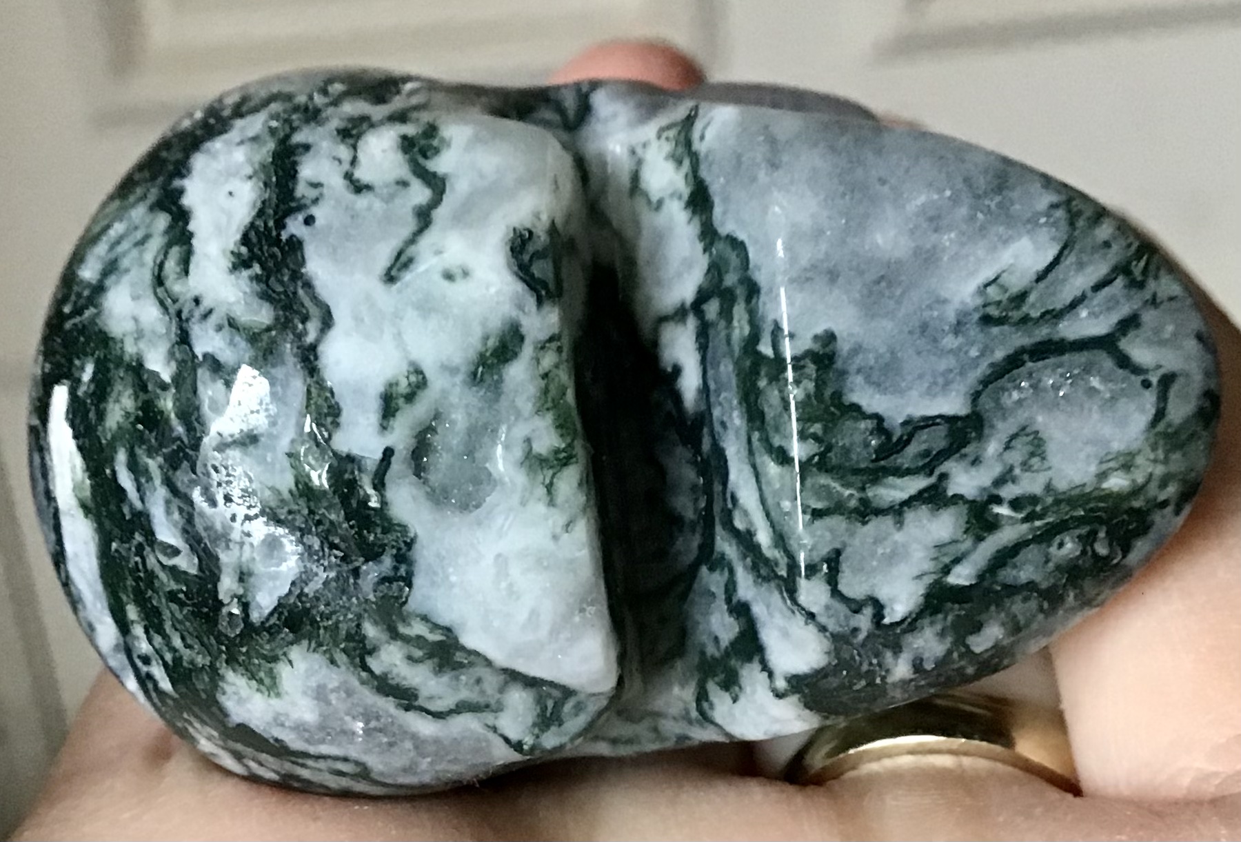 Quartz Moss Agate Geode Crystal Skull - Image 10
