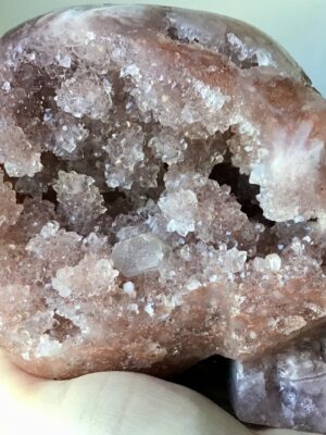 Rare Unique Pink Amethyst Quartz Geode Crystal Skull