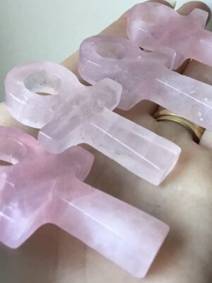 Rose Quartz Crystal Ankh Pendant
