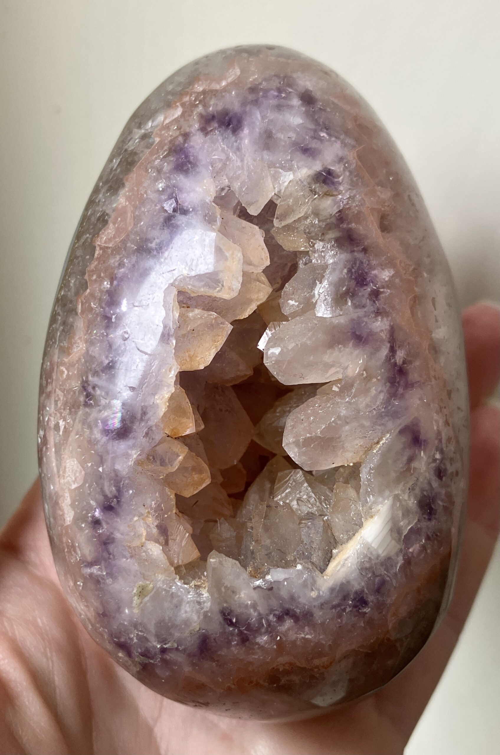 Rare Pink-/Peach Amethyst Blue Agate Crystal Geode - Image 2