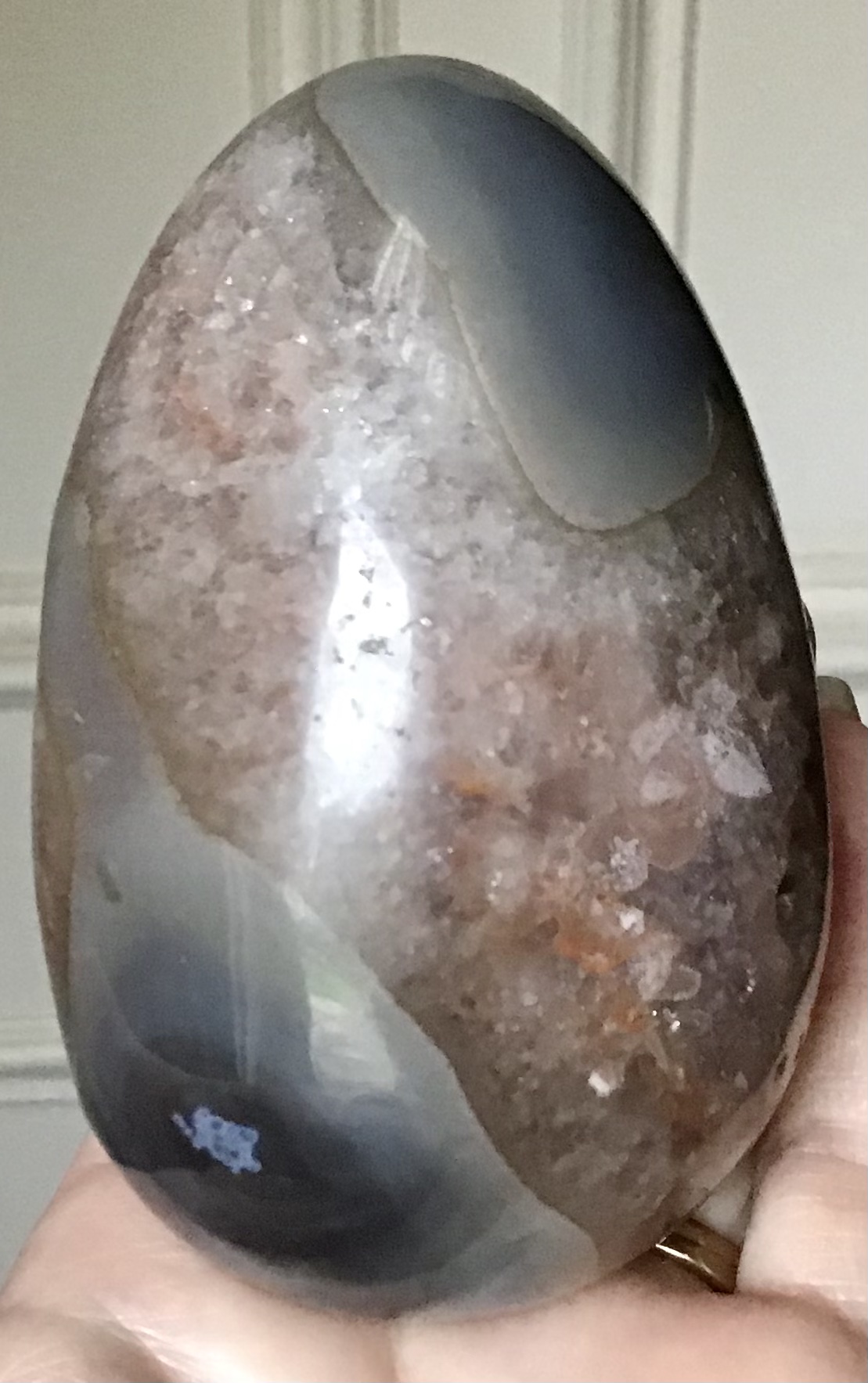 Rare Pink-/Peach Amethyst Blue Agate Crystal Geode - Image 6