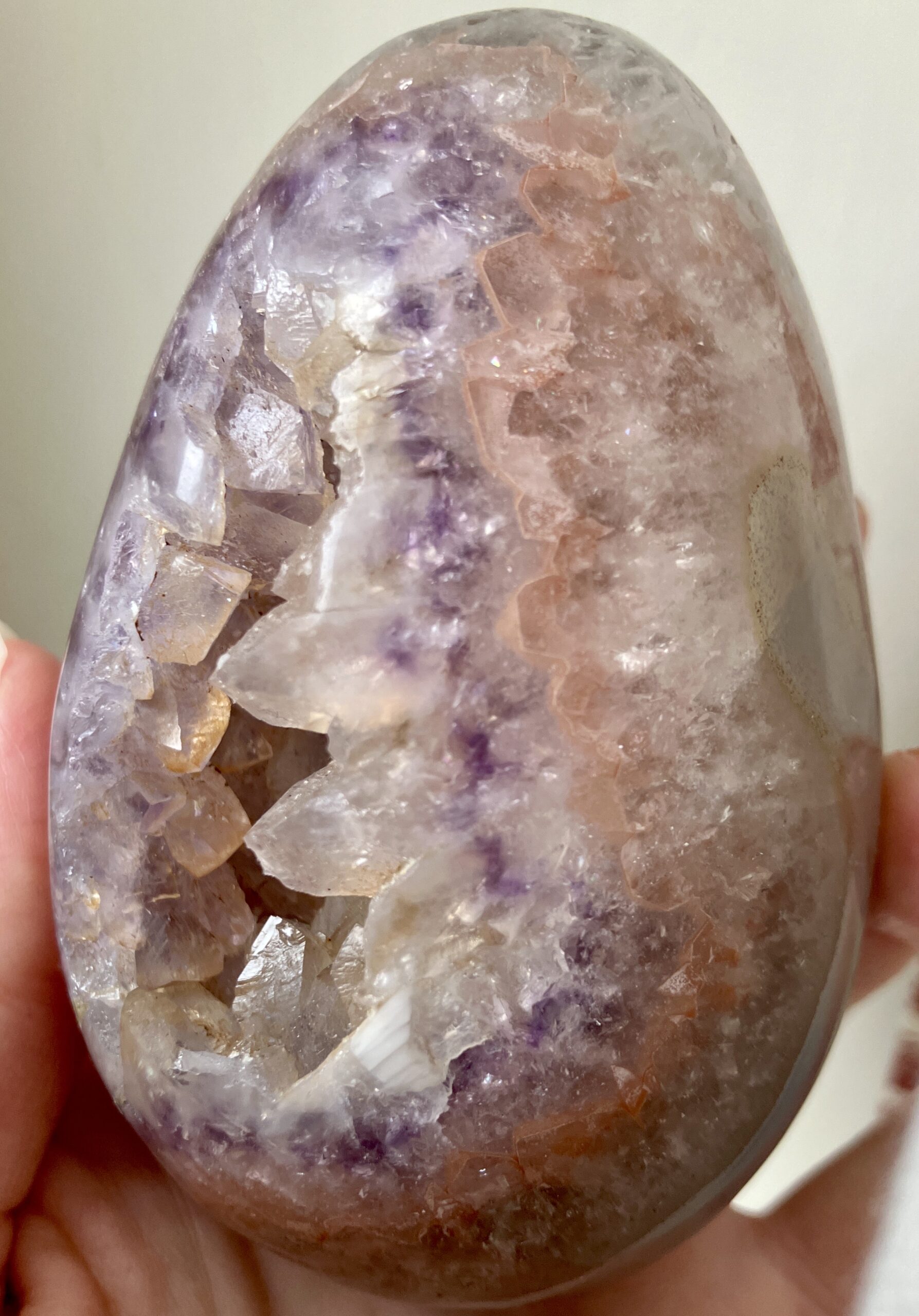 Rare Pink-/Peach Amethyst Blue Agate Crystal Geode - Image 3
