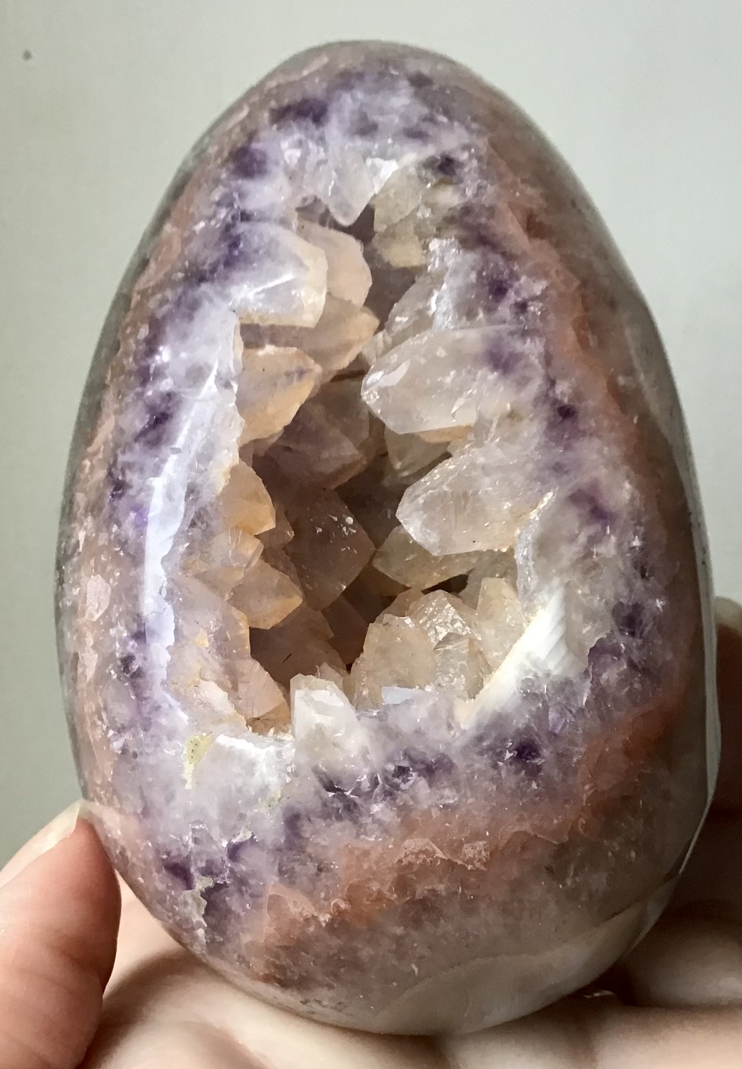 Rare Pink-/Peach Amethyst Blue Agate Crystal Geode