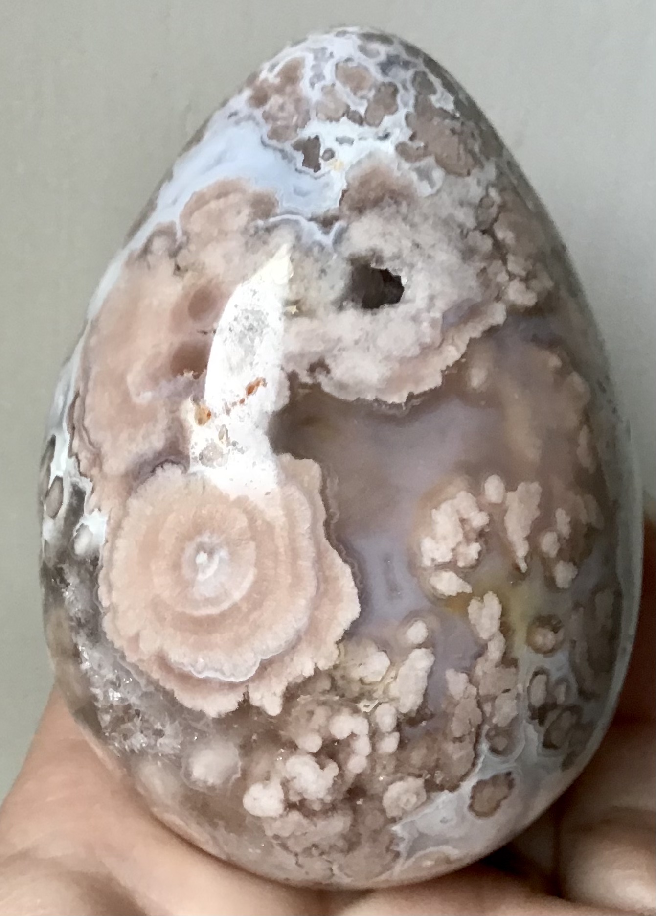 Rare Pink Flower Rose Agate Crystal Quartz Geode - Image 2