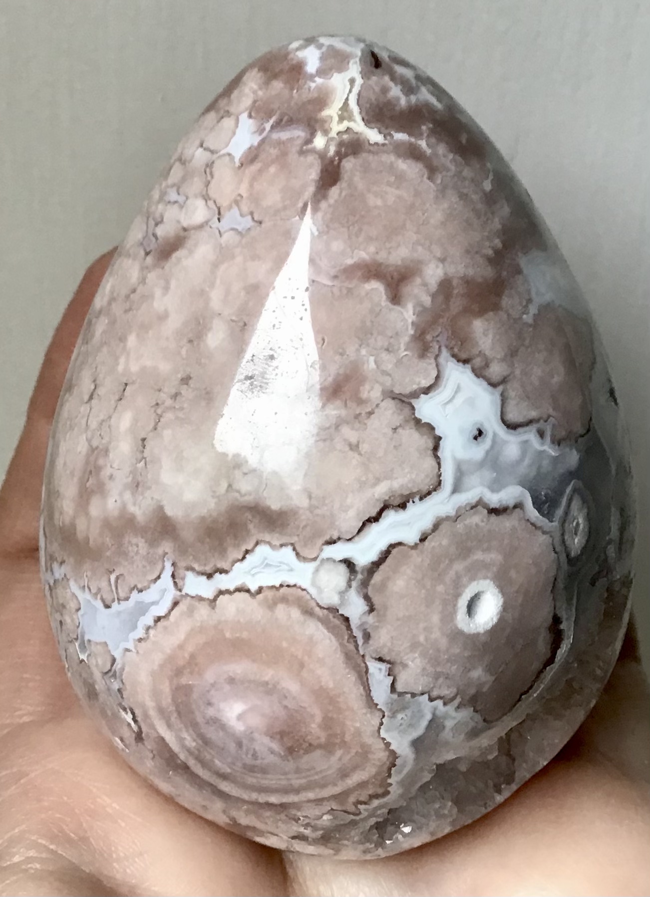 Rare Pink Flower Rose Agate Crystal Quartz Geode - Image 4
