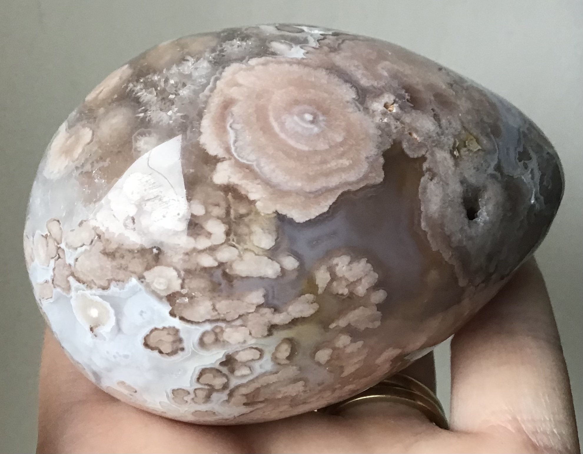 Rare Pink Flower Rose Agate Crystal Quartz Geode