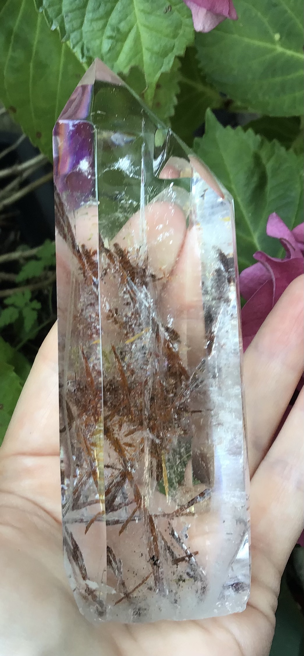 Water Clear Twin Quartz Crystal/ Red/Orange Tourmaline - Image 6