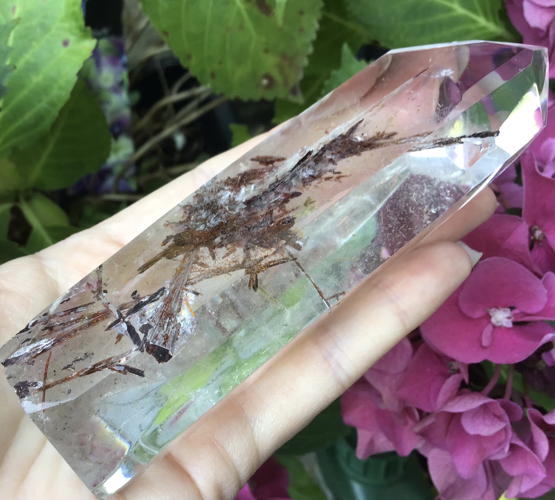 Water Clear Twin Quartz Crystal/ Red/Orange Tourmaline - Image 8