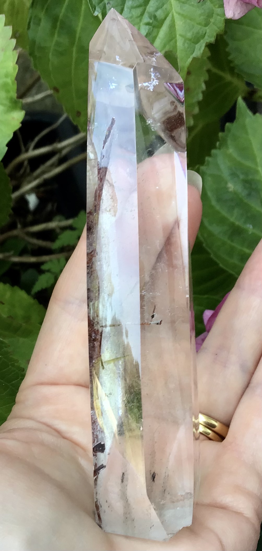 Water Clear Twin Quartz Crystal/ Red/Orange Tourmaline - Image 10