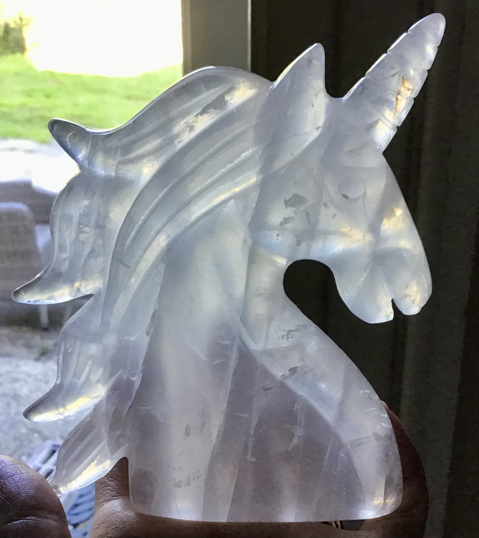 Clear Milk Quartz Golden Healer Crystal Unicorn - Image 3