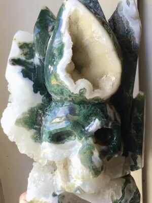 Incredible Quartz Moss Agate Geode Specimen-Skull