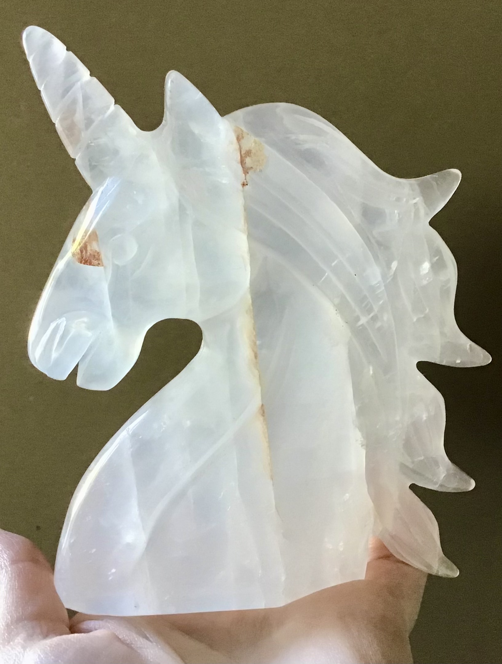 Clear Milk Quartz Golden Healer Crystal Unicorn - Image 2