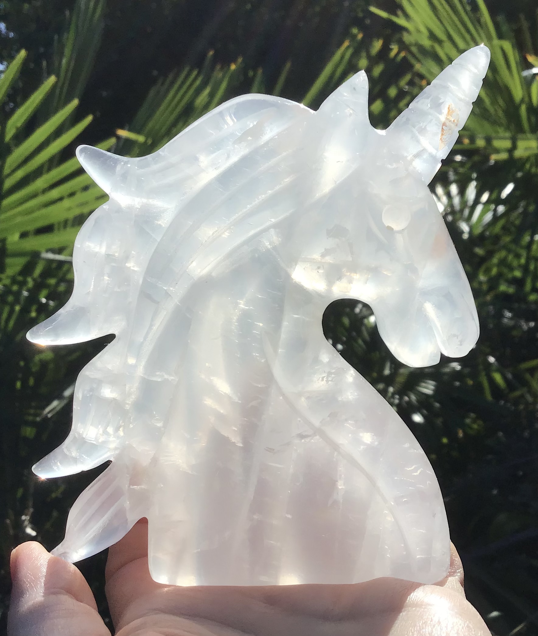 Clear Milk Quartz Golden Healer Crystal Unicorn - Image 4